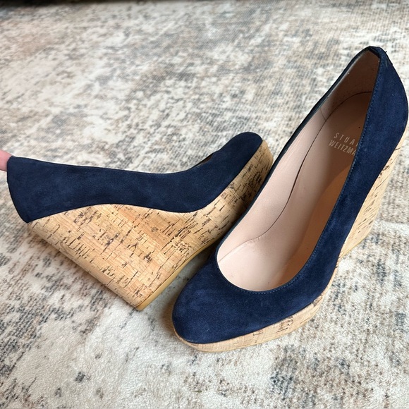 STUART‎ WEITZMAN
Corkswoon 7M Blue Suede Cork Platform Wedge ASO Kate Middleton - Picture 2 of 10